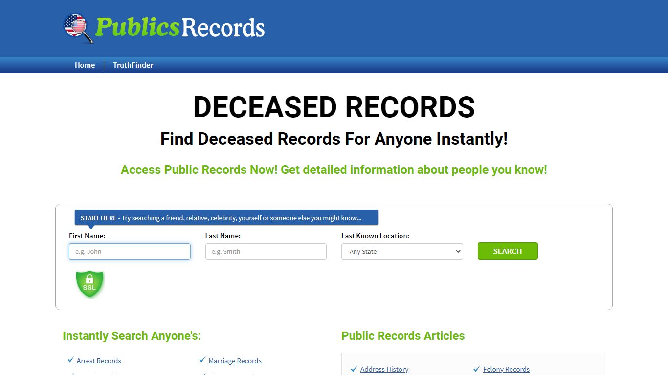 Find Deceased Records For Anyone