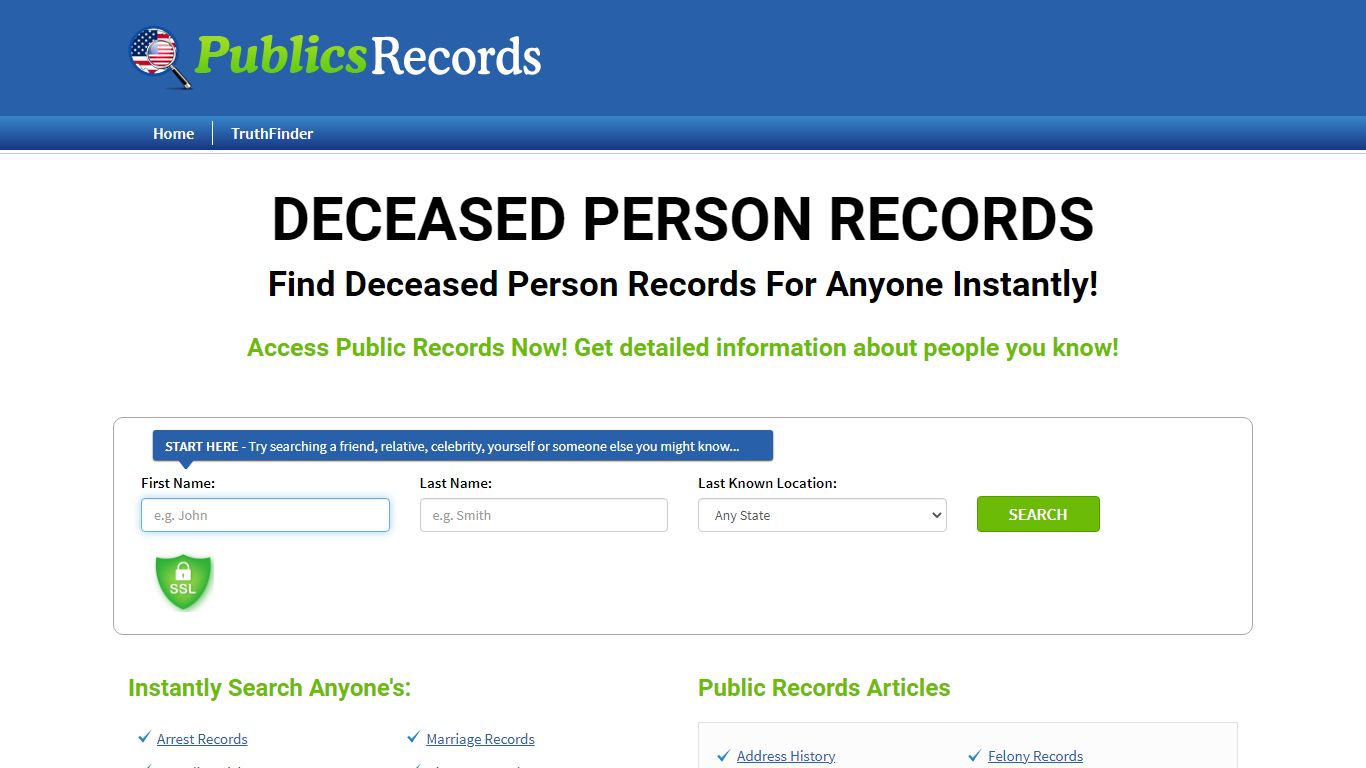 Find Deceased Person Records For Anyone